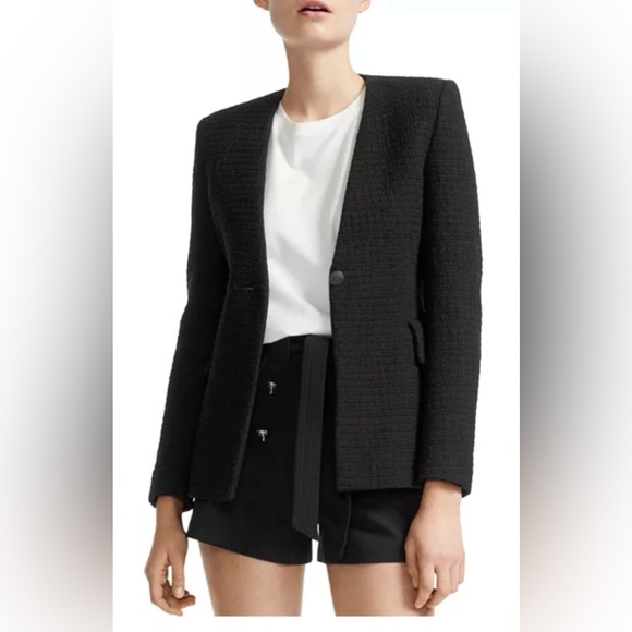Maje Black Cotton-Tweed Blazer - Picture 2 of 13